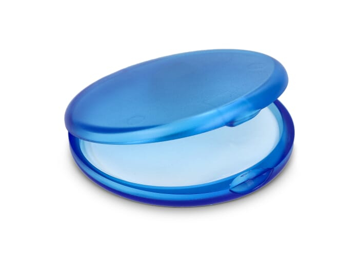 Savon publicitaire en feuilles de voyage Veila Ecru / Bleu foncé